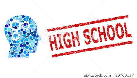 Textured High School Watermark and Brain Gears Composition of Round Dots Textured High School Watermark and Brain Gears Composition of Round Dots 80769157