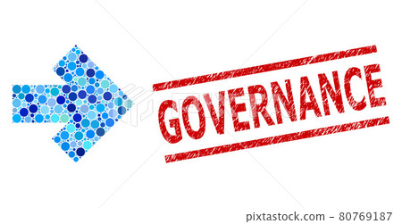 Textured Governance Stamp and Arrow Right Mosaic of Circles 80769187