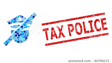Scratched Tax Police Stamp Imitation and Restricted Police Mosaic of Rounded Dots 80769233