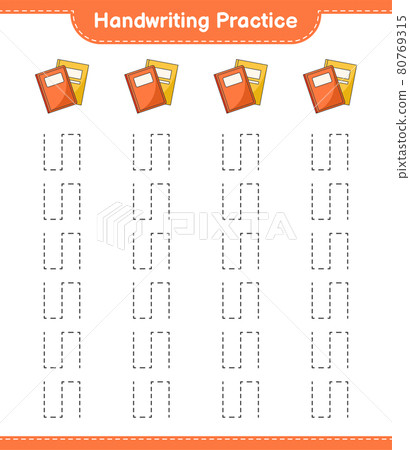 Handwriting practice. Tracing lines of Book. Educational children game, printable worksheet, vector illustration 80769315