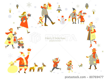 Christmas season people fashionable frame style illustrations Christmas season people fashionable frame style illustrations 80769477