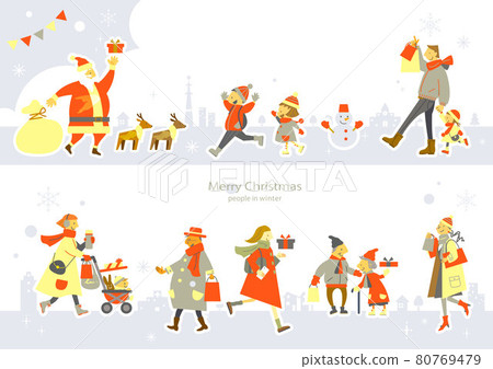 Christmas season people fashionable frame style illustrations Christmas season people fashionable frame style illustrations 80769479