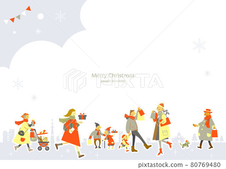 Christmas season people fashionable frame style illustrations Christmas season people fashionable frame style illustrations 80769480