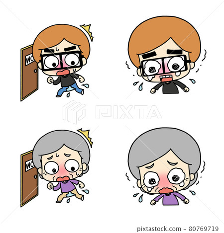 Illustration of a person who is sad about urine leakage 80769719