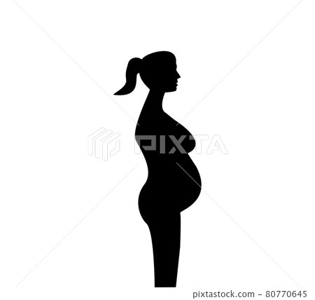 Woman Pregnant, silhouette icon. Vector illustration. Flat. Woman Pregnant, silhouette icon. Vector illustration. Flat. 80770645