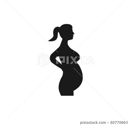 Woman Pregnant, silhouette icon. Vector illustration. Flat. Woman Pregnant, silhouette icon. Vector illustration. Flat. 80770663