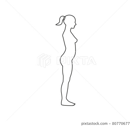 Woman silhouette, side view. Vector illustration. Flat. Woman silhouette, side view. Vector illustration. Flat. 80770677