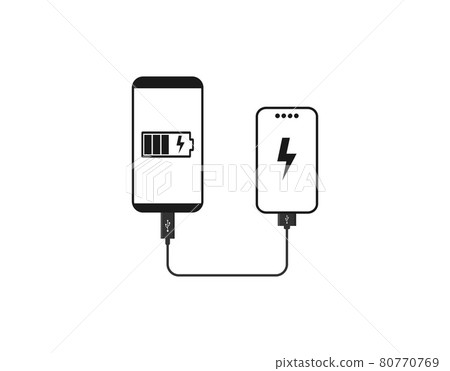 Powerbank Charges Smartphone icon. Vector illustration, flat design. Powerbank Charges Smartphone icon. Vector illustration, flat design. 80770769