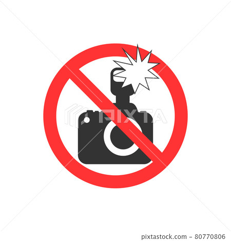 No flash photography sign. Photo sign. Vector illustration. 80770806