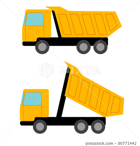 Tipper. Flat picture construction vehicles. Isolated objects. Vector Image. Tipper. Flat picture construction vehicles. Isolated objects. Vector Image. 80771442