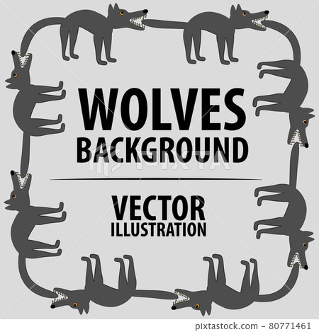 Background with wolves. Cartoon flat characters. Vector Image. Background with wolves. Cartoon flat characters. Vector Image. 80771461