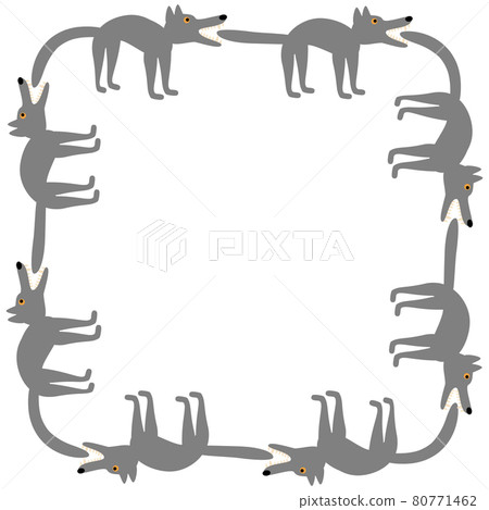 Background with wolves. Cartoon flat characters. Vector Image. 80771462