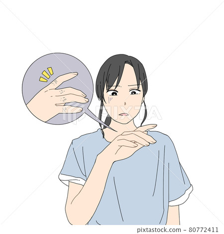 關心手指頭髮的女性 關心手指頭髮的女性 80772411
