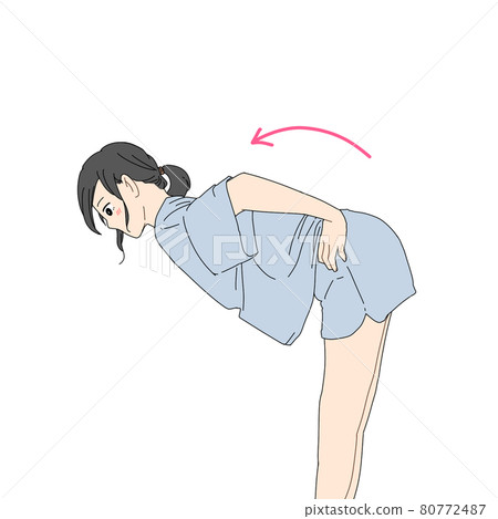 A woman stretching the back of her thighs A woman stretching the back of her thighs 80772487