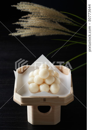 Tsukimi dumplings served on the three treasures Tsukimi dumplings served on the three treasures 80773644