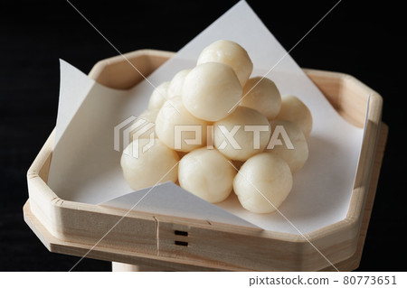 Tsukimi dumplings served on the three treasures Tsukimi dumplings served on the three treasures 80773651