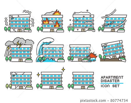 Vector illustration material / icon / house of various disaster apartments and condominiums Vector illustration material / icon / house of various disaster apartments and condominiums 80774734