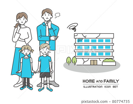 矢量插圖素材/圖標/房子/陷入困境的家庭和公寓或共管公寓的家 矢量插圖素材/圖標/房子/陷入困境的家庭和公寓或共管公寓的家 80774735