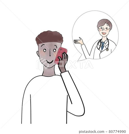通過電話與醫生交談的黑人 80774990