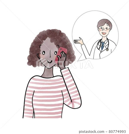 通過電話與醫生交談的黑人婦女 80774993