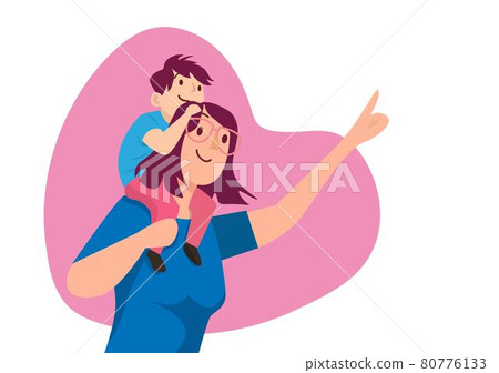 Mother and child. Mom and baby. Icon in flat design. Vector cartoon illustration. White isolated. For card, poster, banner, postcard, brochure. Mother's day. 80776133