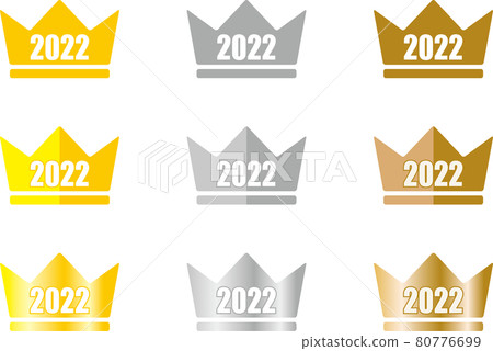 2022 numbered gold, silver and bronze ranking crown icon set no.01 80776699