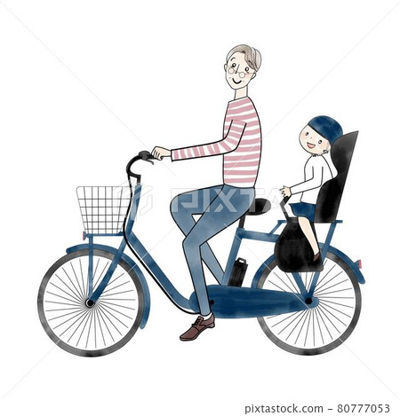 電動助力自行車，兩人座，老人和孫子 80777053