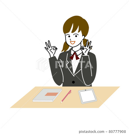 一個學生女孩努力學習的矢量圖 一個學生女孩努力學習的矢量圖 80777908