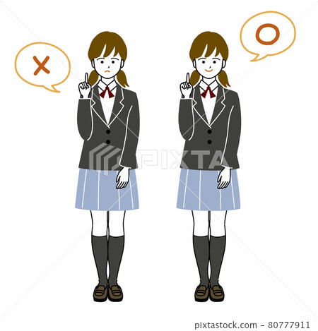 Vector illustration of a student girl calling attention to good and bad 80777911