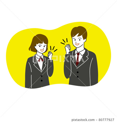 矢量圖的兩個學生男女做膽量姿勢 矢量圖的兩個學生男女做膽量姿勢 80777927
