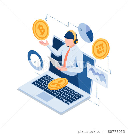 Isometric Online Investment Experts Explaining the Bitcoin and Other Cryptocurrency 80777953
