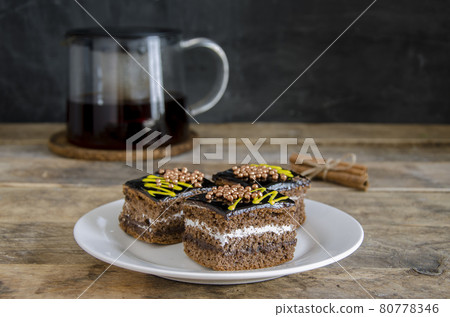Tea party with cake. Tea party with cake. 80778346