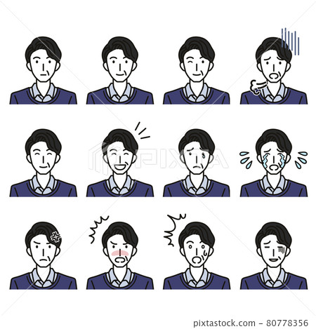 Various facial expressions of middle-aged men 80778356