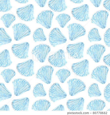 Hand-drawn watercolor sea pattern with shells. Nature print with shells for sea decor. Hand-drawn watercolor sea pattern with shells. Nature print with shells for sea decor. 80778682