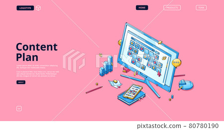 Content plan website with isometric calendar 80780190