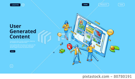 User generated content isometric landing page. User generated content isometric landing page. 80780191