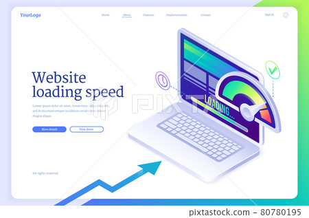Website loading speed isometric landing page. 80780195