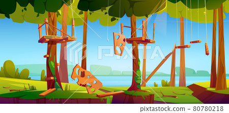 Old adventure park rope ladder illustration Old adventure park rope ladder illustration 80780218