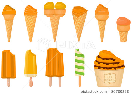 big kit ice cream popsicle different types in cone waffle cup 80780258