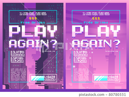Play again pixel art poster for night or game club Play again pixel art poster for night or game club 80780331