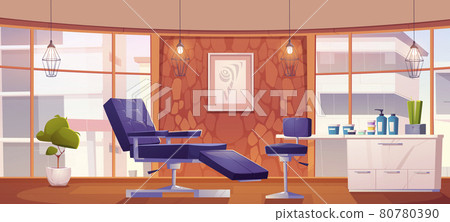 Tattoo salon interior with chairs and cosmetics 80780390
