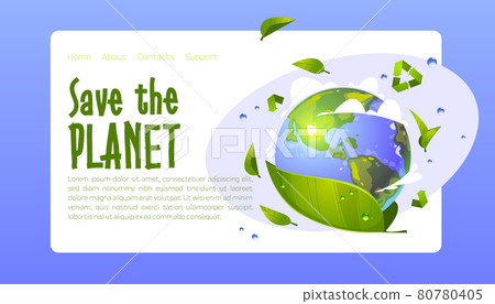 Save the planet cartoon landing, eco conservation 80780405