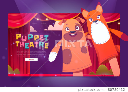 Puppet theater cartoon landing with funny dolls Puppet theater cartoon landing with funny dolls 80780412