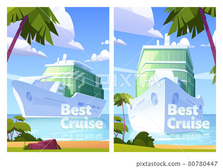 Best cruise posters with passenger ship in ocean 80780447
