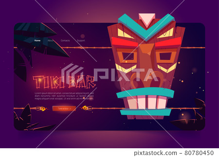 Tiki bar website with wooden tribal mask 80780450