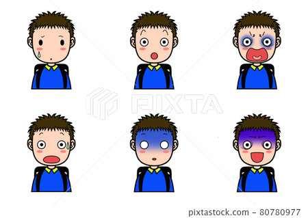 Facial expression of elementary school boys Surprised face ➁ 80780977