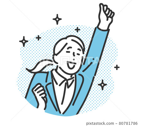 Image illustration material of business person who poses for joy Image illustration material of business person who poses for joy 80781786