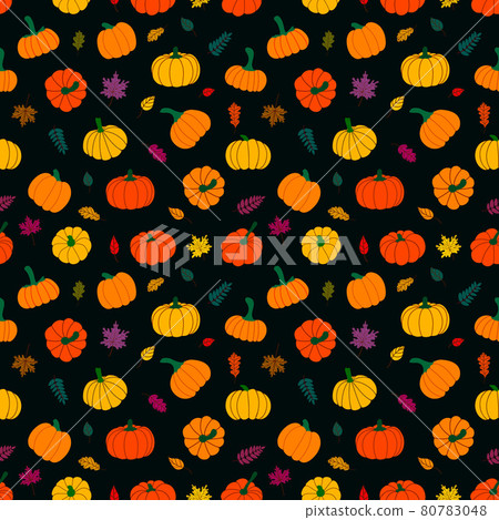 Colorful autumn leaves and pumpkins. vector... - Stock Illustration ...