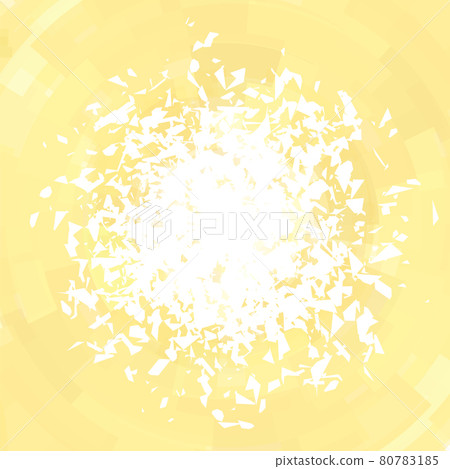Explosion Cloud of White Pieces on Yellow Background. Sharp Particles Randomly Fly in the Air Explosion Cloud of White Pieces on Yellow Background. Sharp Particles Randomly Fly in the Air 80783185