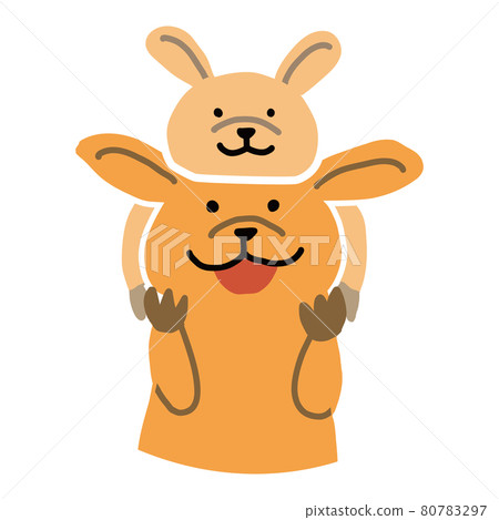 Illustration of vector image of parent and child of kangaroo who is piggybacking 80783297